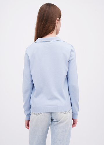 Фото ракурс 2 - Жіноча синя футболка поло EQUILIBRI артикул BW314001 000 Blue FW2025