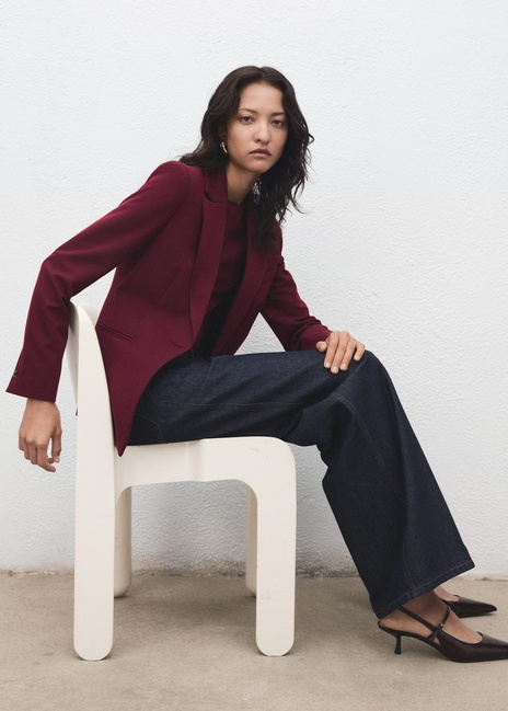 Жіночий бордовий пiджак Mango артикул 17045806 77 1 season Фото ракурс 5 - Жіночий бордовий пiджак Mango артикул 17045806 77 1 season