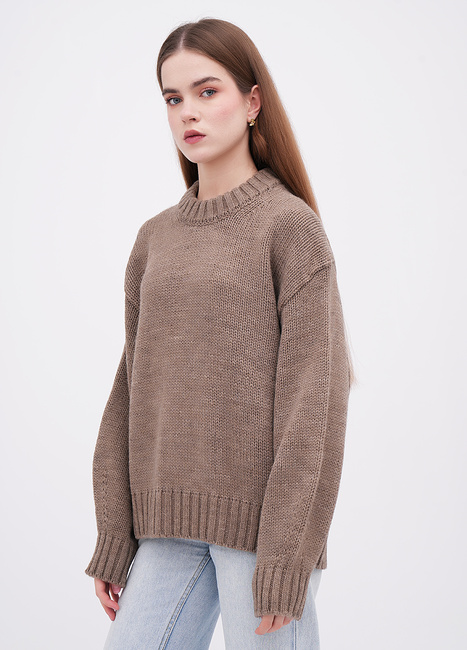 Фото ракурс 1 - Женский коричневый свитер EQUILIBRI артикул W342 066 000 Mocco FW2025