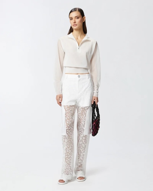 Женские белые брюки Pinko артикул 105261-A2MO Z04 SS2025 Фото ракурс 3 - Женские белые брюки Pinko артикул 105261-A2MO Z04 SS2025