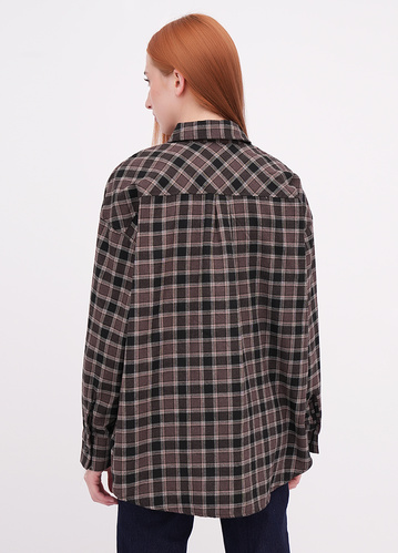 Фото ракурс 2 - Жіноча коричнева сорочка EQUILIBRI артикул W422 023 003 Brown dark FW2025