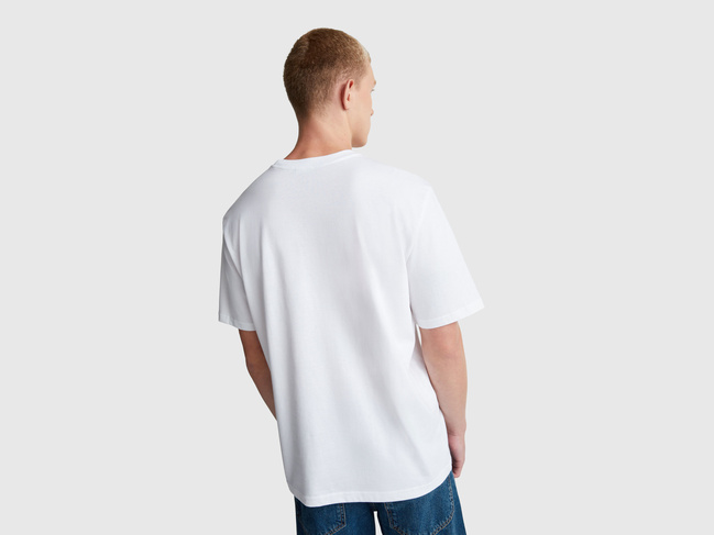 Фото ракурс 2 - Чоловіча біла футболка Benetton артикул 3MI5U10AT 907 25A