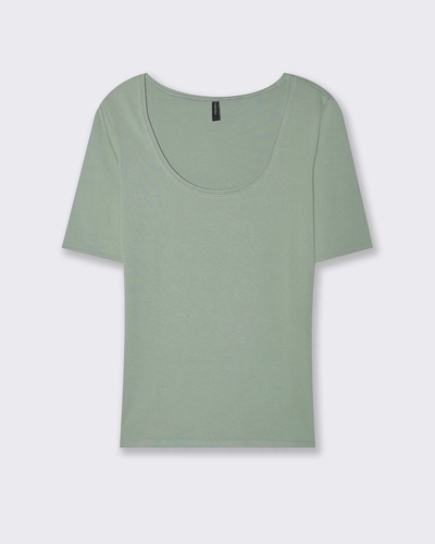 Фото ракурс 1 - Женская зеленая футболка Piazza Italia артикул 62254 Forest green FW2025