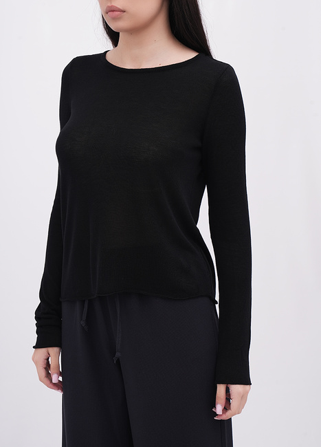 Жіночий чорний лонгслів EQUILIBRI артикул W315 010 001 Black FW2025 Фото ракурс 3 - Жіночий чорний лонгслів EQUILIBRI артикул W315 010 001 Black FW2025