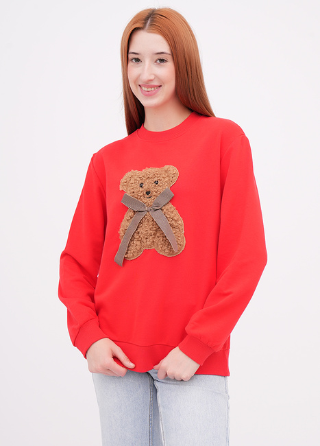 Фото ракурс 1 - Жіночий червоний світшот EQUILIBRI артикул W231 041 000 Red FW2025