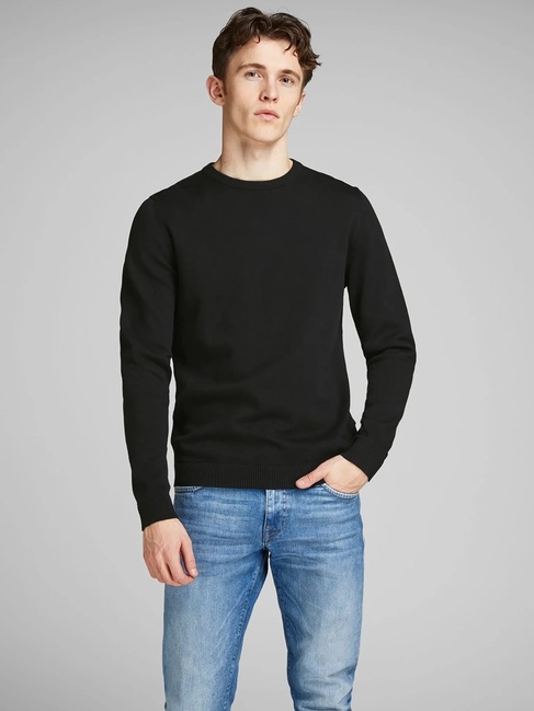 Чоловічий чорний джемпер Jack & Jones артикул 12137190 Black FW2025 Фото ракурс 5 - Чоловічий чорний джемпер Jack & Jones артикул 12137190 Black FW2025
