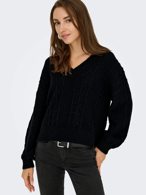 Жіночий чорний светр Only артикул 15351899 Black FW2025 Фото ракурс 6 - Жіночий чорний светр Only артикул 15351899 Black FW2025