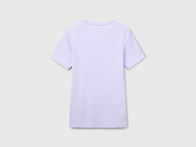 Фото ракурс 3 - Жіноча фіолетова футболка Benetton артикул 3GA2E16A2 2K1 25A