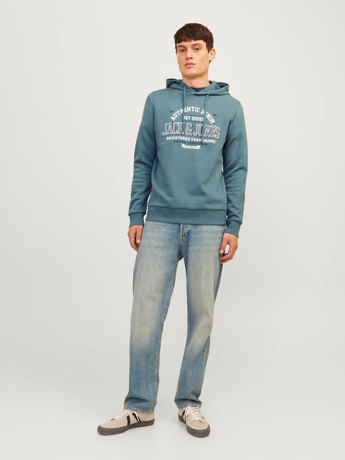 Фото ракурс 3 - Мужское голубое худи Jack & Jones артикул 12255617 Goblin Blue FW2024