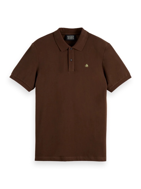 Фото ракурс 5 - Мужская коричневая футболка поло SCOTCH & SODA артикул 181310 201 FW2025