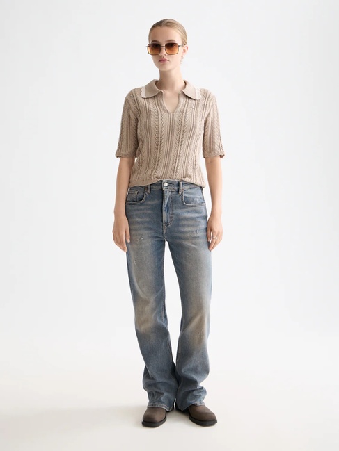 Фото ракурс 3 - Жіноча бежева футболка поло SCOTCH & SODA артикул U9A01046T U292 FW2025