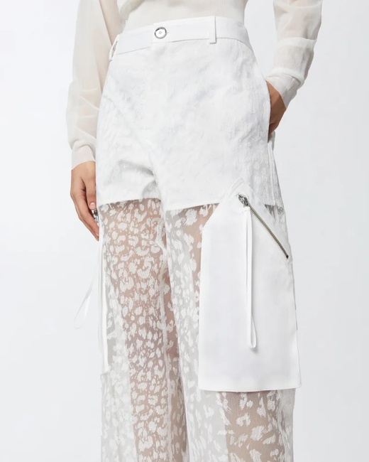 Женские белые брюки Pinko артикул 105261-A2MO Z04 SS2025 Фото ракурс 4 - Женские белые брюки Pinko артикул 105261-A2MO Z04 SS2025