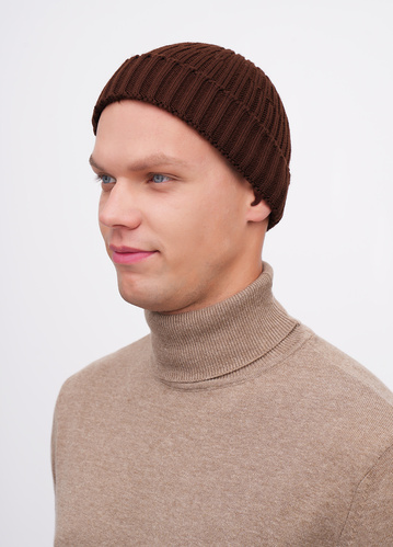 Фото ракурс 1 - Унісекс коричнева шапка EQUILIBRI артикул U881 001 000 Brown FW2025