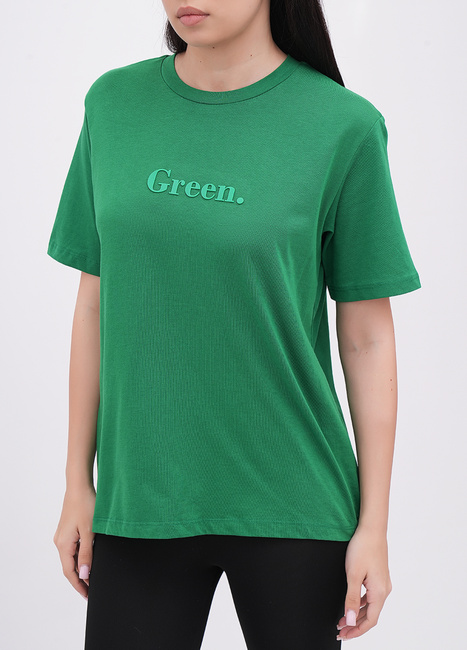 Жіноча зелена футболка EQUILIBRI артикул W213 097 000 Green FW2025 Фото ракурс 3 - Жіноча зелена футболка EQUILIBRI артикул W213 097 000 Green FW2025