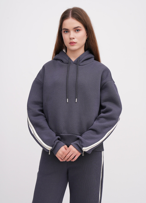 Жіноче сірe худі EQUILIBRI артикул W291 048 100 FUME FW2025 Фото ракурс 1 - Жіноче сірe худі EQUILIBRI артикул W291 048 100 FUME FW2025