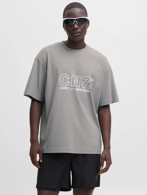 Фото ракурс 1 - Мужская серая футболка Jack & Jones артикул 12286300 Gray Flannel FW2025