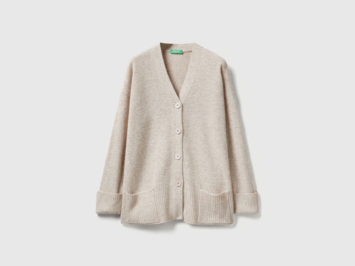 Фото ракурс 1 - Жіночий бежевий кардиган Benetton артикул 126WD604Z 91Z 25A