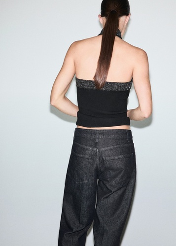 Фото ракурс 2 - Женский черный топ Mango артикул 17039105 99 1 season