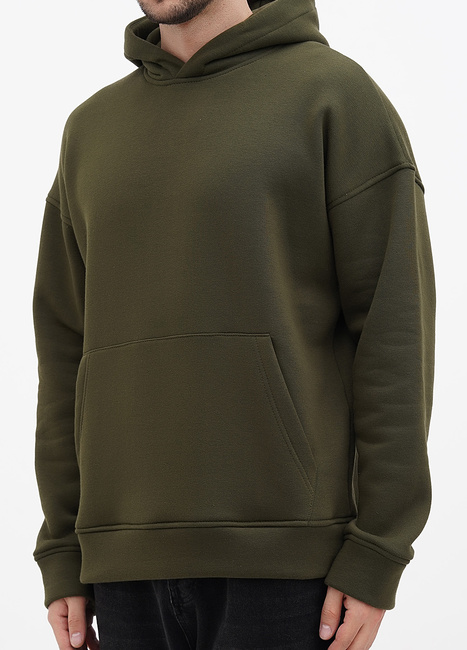 Фото ракурс 3 - Мужское хаки худи EQUILIBRI артикул M OD Hoody Fleece Khaki FW2023