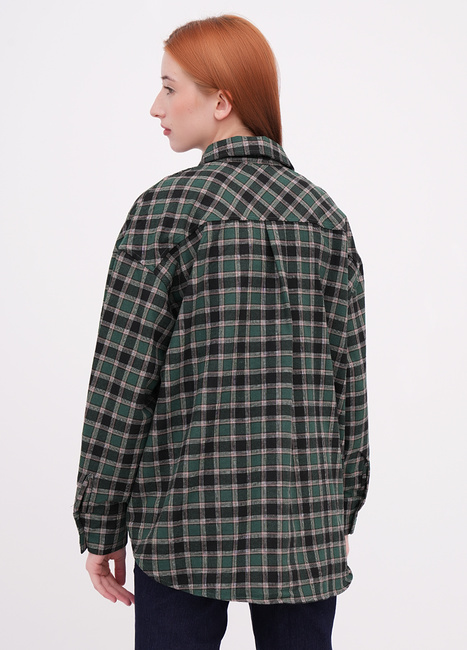 Фото ракурс 2 - Жіноча зелена сорочка EQUILIBRI артикул W422 023 003 Green FW2025