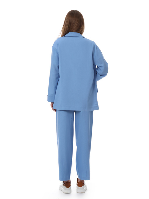 Фото ракурс 3 - Жіночий синій пiджак EQUILIBRI артикул W491 060 100 LIGHT BLUE SS2025