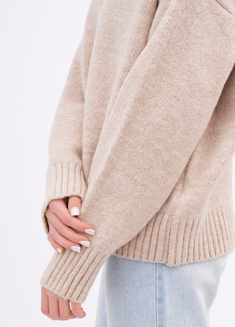Фото ракурс 4 - Жіночий бежевий светр EQUILIBRI артикул W342 054 000 Beige FW2025