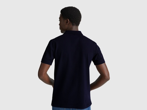 Фото ракурс 2 - Чоловіча чорна футболка поло Benetton артикул 3WG9U301Z 016 25A