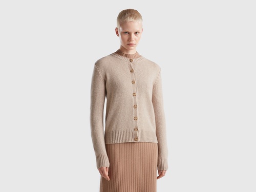 Фото ракурс 1 - Жіночий бежевий кардиган Benetton артикул 103ME500L 562 25I