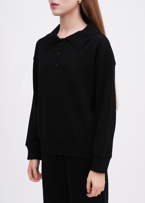 Жіночий чорний світшот EQUILIBRI артикул W491 076 100 Black FW2025 Фото ракурс 3 - Жіночий чорний світшот EQUILIBRI артикул W491 076 100 Black FW2025