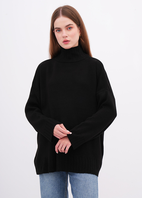 Женский черный свитер EQUILIBRI артикул W342 057 000 Black FW2025 Фото ракурс 1 - Женский черный свитер EQUILIBRI артикул W342 057 000 Black FW2025