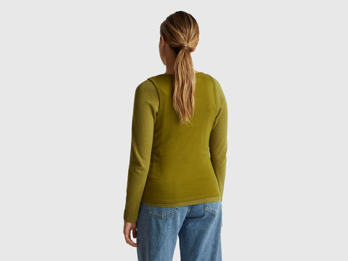 Фото ракурс 2 - Жіночий зелений светр Benetton артикул 1035D1P17 20T 25A