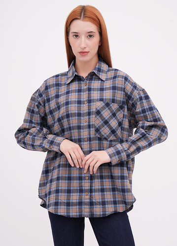 Фото ракурс 1 - Жіноча синя сорочка EQUILIBRI артикул W422 023 003 NAVY BLUE FW2025