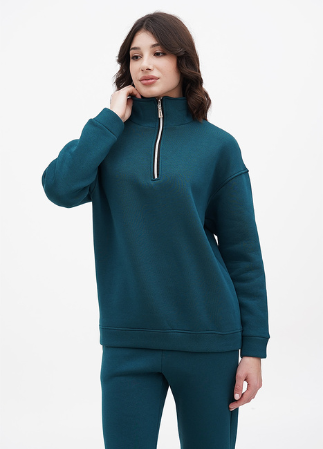 Фото ракурс 1 - Женский зелёный свитшот EQUILIBRI артикул EL FL Sweat Z Green FW2023