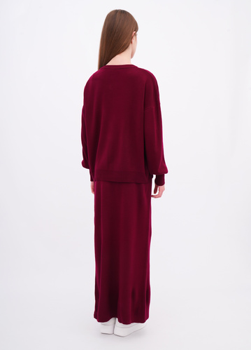 Фото ракурс 2 - Женская бордовая юбка EQUILIBRI артикул W391 038 200 bordo FW2025