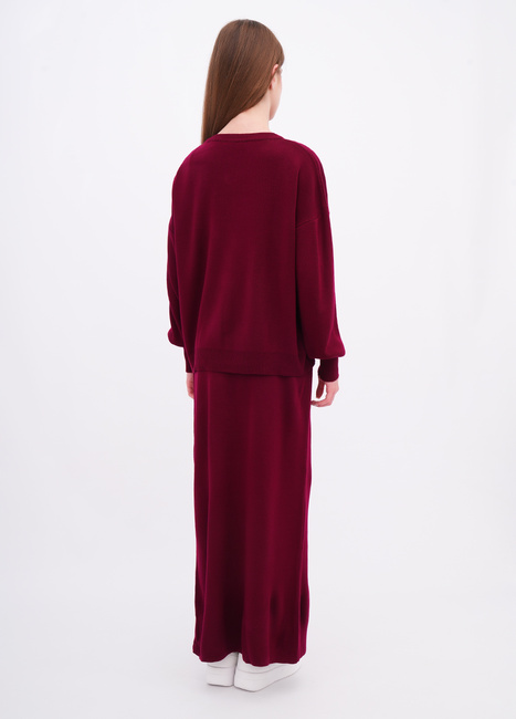 Фото ракурс 2 - Жіноча бордова спiдниця EQUILIBRI артикул W391 038 200 bordo FW2025