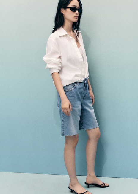 Фото ракурс 5 - Женские синие шорты Mango артикул 17081193 TM 1 season