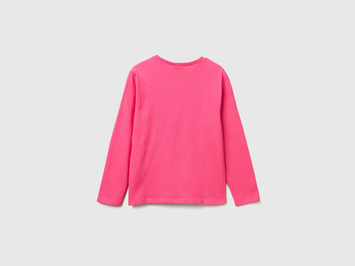 Фото ракурс 2 - Рожевий лонгслів Benetton для дівчаток артикул 35RYC10Q7.G 1A2 25A