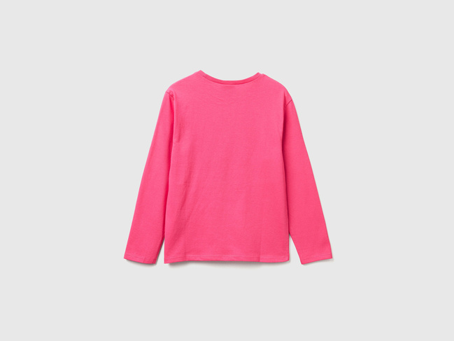 Розовый лонгслив для девочек Benetton артикул 35RYC10Q7.G 1A2 25A Фото ракурс 2 - Розовый лонгслив для девочек Benetton артикул 35RYC10Q7.G 1A2 25A
