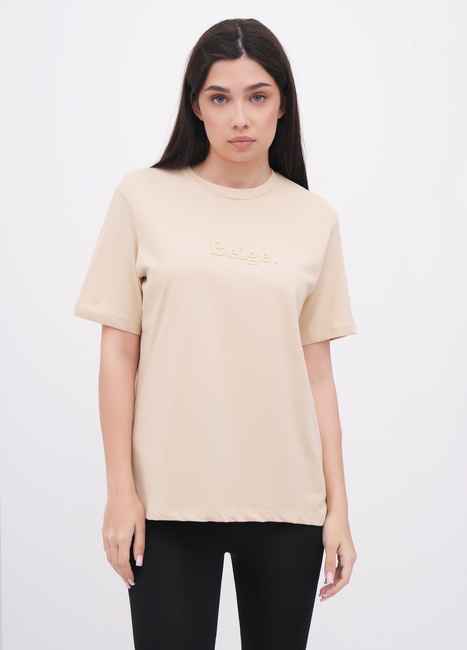 Жіноча бежева футболка EQUILIBRI артикул W213 097 000 Beige FW2025 Фото ракурс 1 - Жіноча бежева футболка EQUILIBRI артикул W213 097 000 Beige FW2025