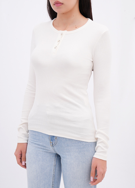 Женский белый лонгслив EQUILIBRI артикул W215 024 000 White FW2025 Фото ракурс 3 - Женский белый лонгслив EQUILIBRI артикул W215 024 000 White FW2025