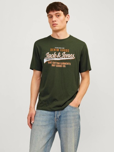 Фото ракурс 1 - Чоловіча зелена футболка Jack & Jones артикул 12254862 Kombu Green FW2024