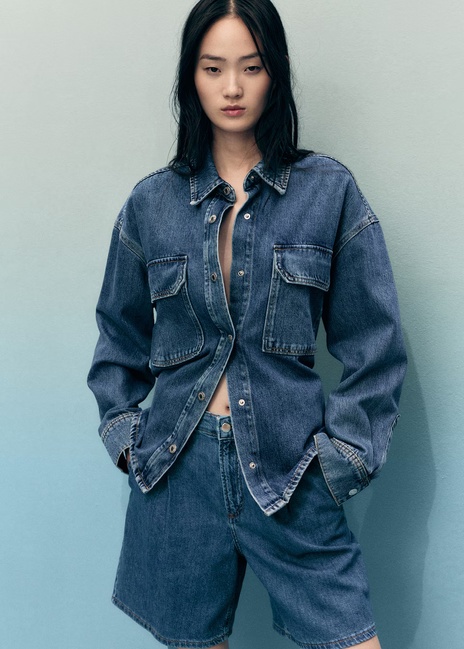 Фото ракурс 4 - Женские синие шорты Mango артикул 17061208 TM 1 season