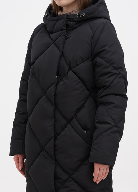 Фото ракурс 3 - Жіноче чорнe пальто EQUILIBRI  артикул NV Coat ST Black FW2024