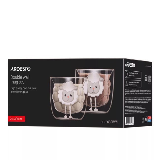 Фото ракурс 5 - Прозорий набір чашок з подвійними стінками Ardesto артикул AR2630BWL No color FW2025