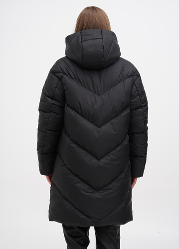 Фото ракурс 2 - Женское чёрное пальто EQUILIBRI артикул NV Coat Sor Black FW2024