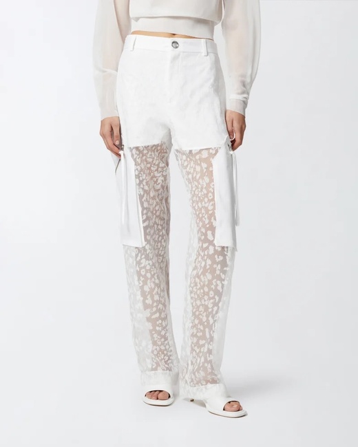 Женские белые брюки Pinko артикул 105261-A2MO Z04 SS2025 Фото ракурс 1 - Женские белые брюки Pinko артикул 105261-A2MO Z04 SS2025