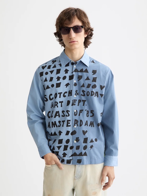 Фото ракурс 1 - Мужская голубая рубашка SCOTCH & SODA артикул 181708 410 FW2025