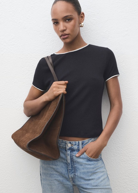 Жіноча синя футболка Mango артикул 17084093 56 1 season Фото ракурс 1 - Жіноча синя футболка Mango артикул 17084093 56 1 season