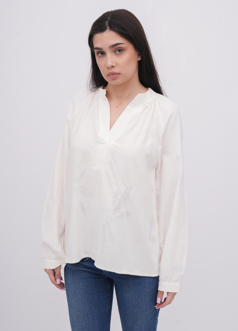 Жіноча біла блузка EQUILIBRI артикул W421 028 000 White FW2025 Фото ракурс 1 - Жіноча біла блузка EQUILIBRI артикул W421 028 000 White FW2025