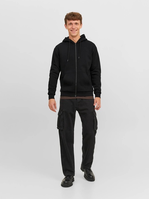 Фото ракурс 5 - Мужское чёрное худи Jack & Jones артикул 12249342 Black FW2024